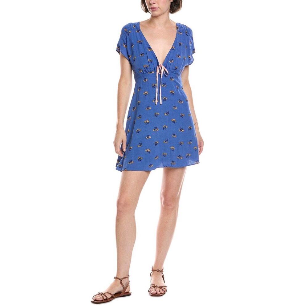 FREE PEOPLE Women’s Everyone’s Favorite Mini Dress Blue Floral medium